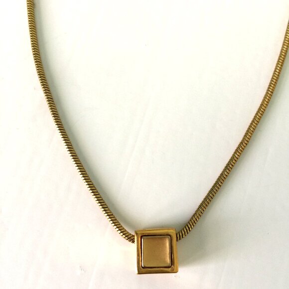 Vintage Ralph Lauren goldtone minimalist necklace with square pendant - Picture 3 of 7